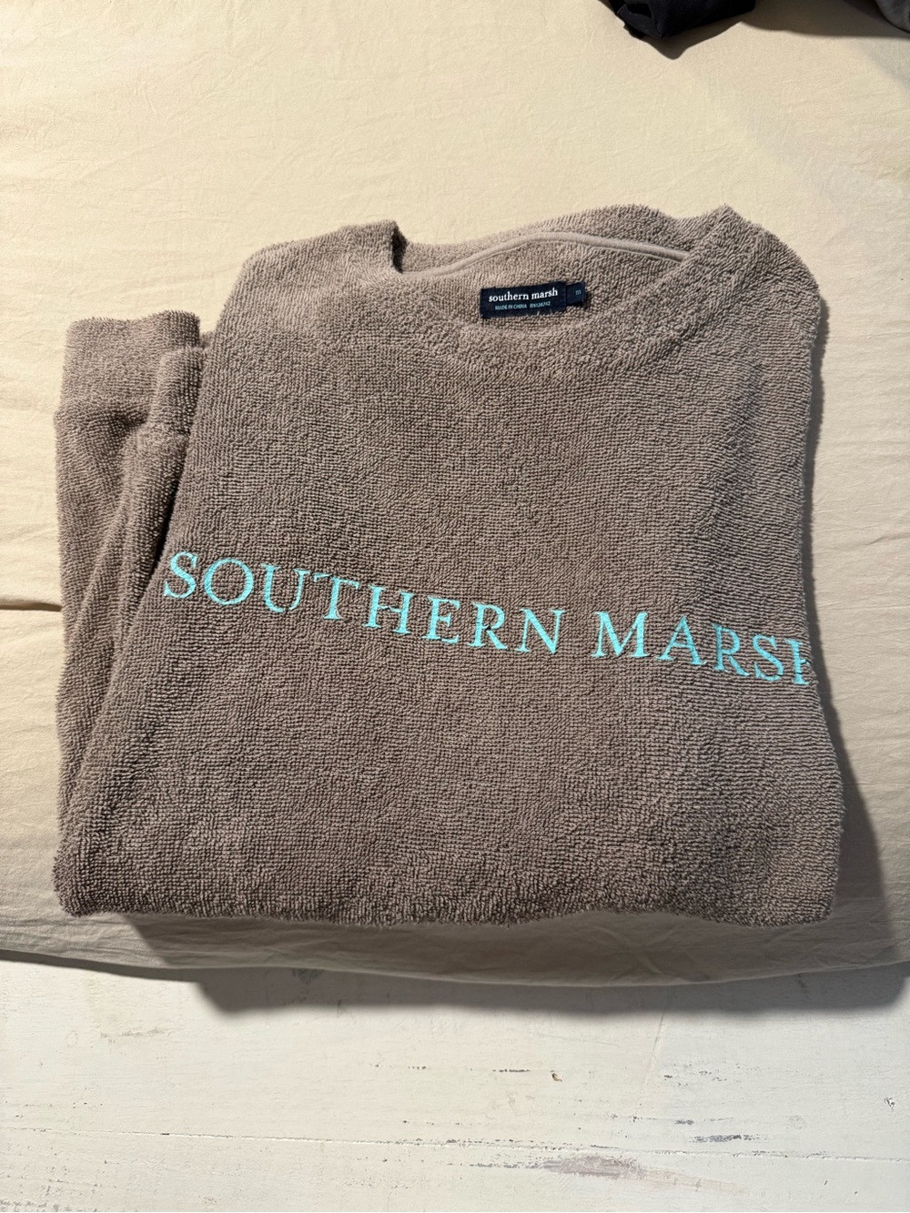 Southern Marsh Gray Terry Pullover with Aqua Logo